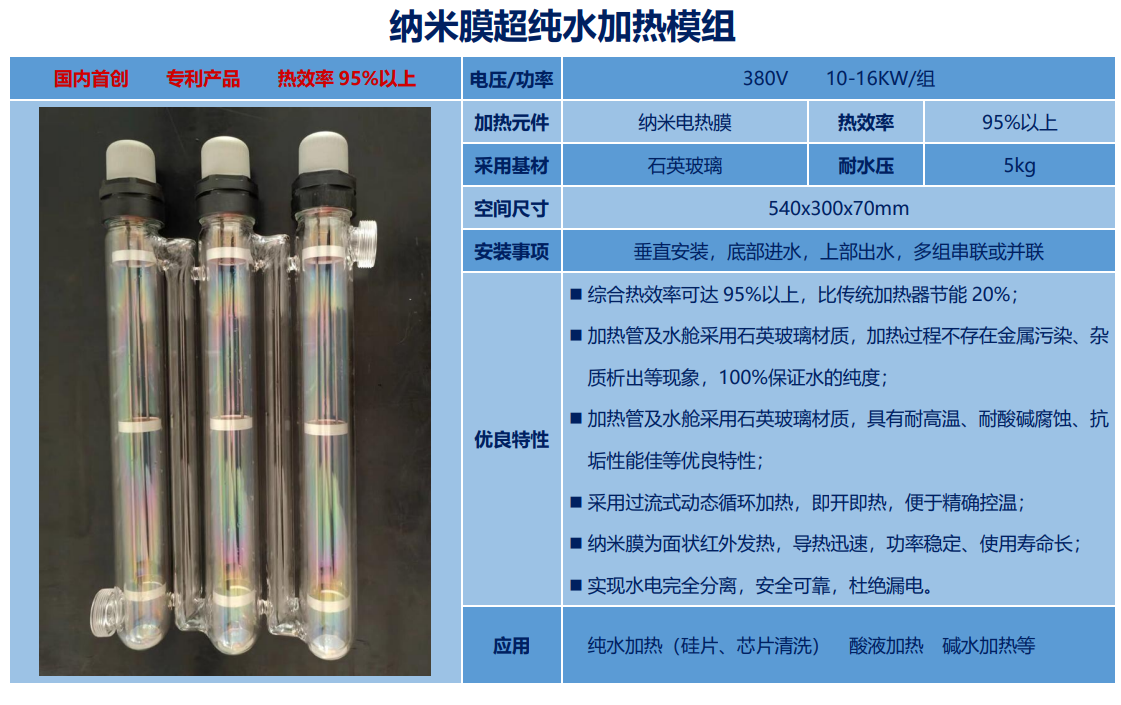 Ultra-pure water quartz online heater